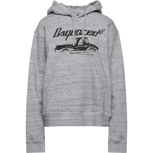 Hooded Sweatshirt with Truck Motif , male, Sizes: M - Dsquared2 - Modalova