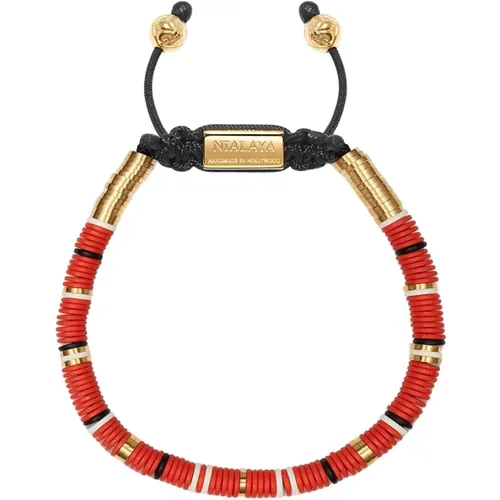 Boho Armband mit Roten, Weißen und Goldenen Scheibenperlen - Nialaya - Modalova