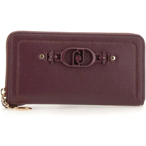 Burgundy Faux Leather Wallet with Zip , female, Sizes: ONE SIZE - Liu Jo - Modalova