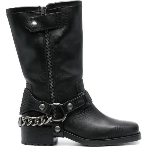 Igata leather biker boots , female, Sizes: 7 UK, 5 UK, 6 UK, 4 UK - Zadig & Voltaire - Modalova