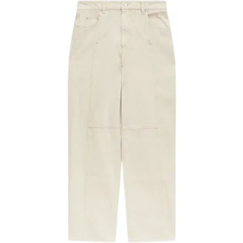 Ecru Denim Loose-fit Trousers , female, Sizes: M, S - Isabel Marant Étoile - Modalova