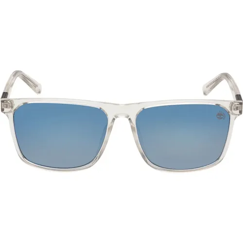Rectangular Polarized Sunglasses Blue Mirrored , unisex, Sizes: 59 MM - Timberland - Modalova