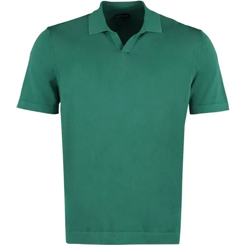 Gerippter Kragen Baumwoll Polo Shirt , Herren, Größe: L - Drumohr - Modalova