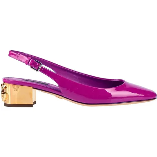 Lila Lederpumps mit Riemen - Dolce & Gabbana - Modalova