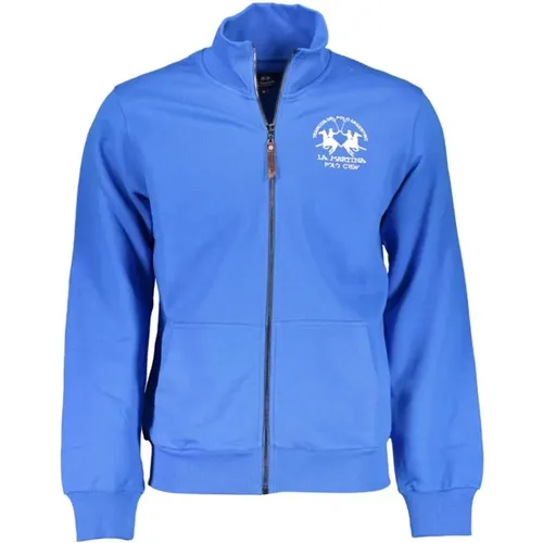 Blauer Zip-Up Pullover mit Stickerei - LA MARTINA - Modalova