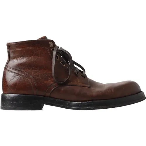 Leather Men's Boots , male, Sizes: 9 UK - Dolce & Gabbana - Modalova