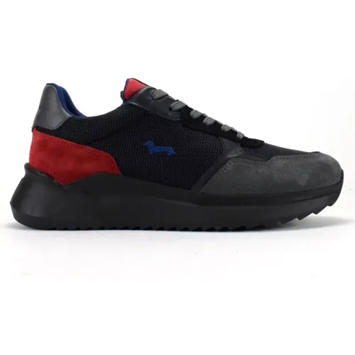 Men Sneakers with Blue and Red Details , male, Sizes: 5 UK, 8 UK - Harmont & Blaine - Modalova
