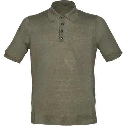Olive Linen Cotton Polo Shirt , male, Sizes: XL, 2XL, M, L, 3XL - Alpha Studio - Modalova