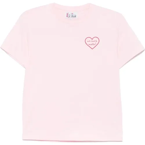 Rosa Baumwoll-Jersey Rundhals T-Shirt , Damen, Größe: XS - MC2 Saint Barth - Modalova