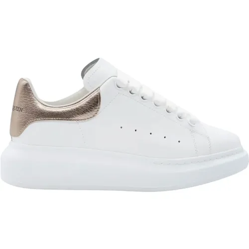 Weiße Rose Leder Sneakers,Weiße/Roségoldene Sneaker mit Großen Schnürsenkeln - alexander mcqueen - Modalova