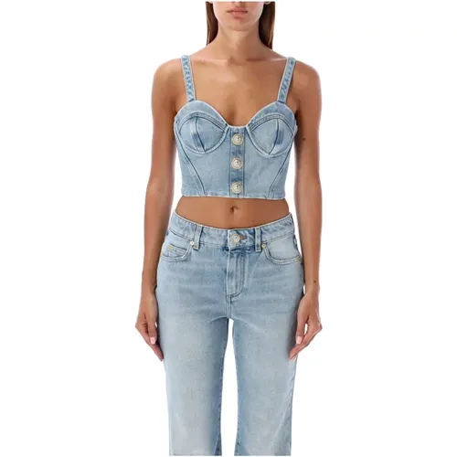 Denim Bustier Top Light , female, Sizes: XS, M - Balmain - Modalova