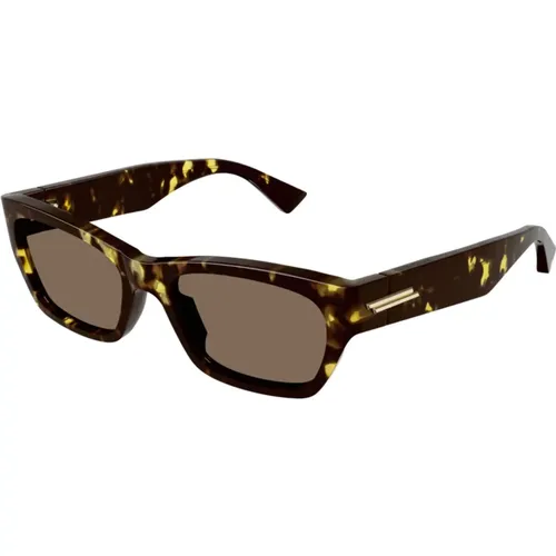 Havana/Braune Sonnenbrille , unisex, Größe: 55 MM - Bottega Veneta - Modalova