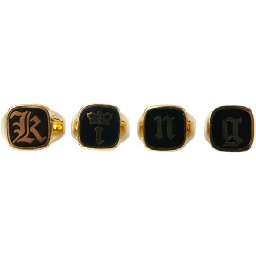 Gold Messing Emaille Set mit 4 Ringen - Dolce & Gabbana - Modalova