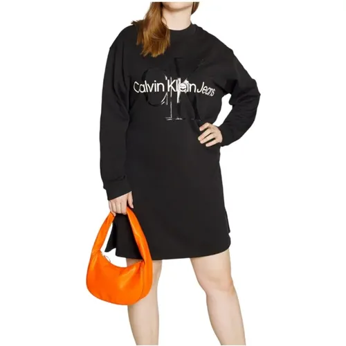 Monogramm Sweatshirt Kleid , Damen, Größe: XS - Calvin Klein - Modalova