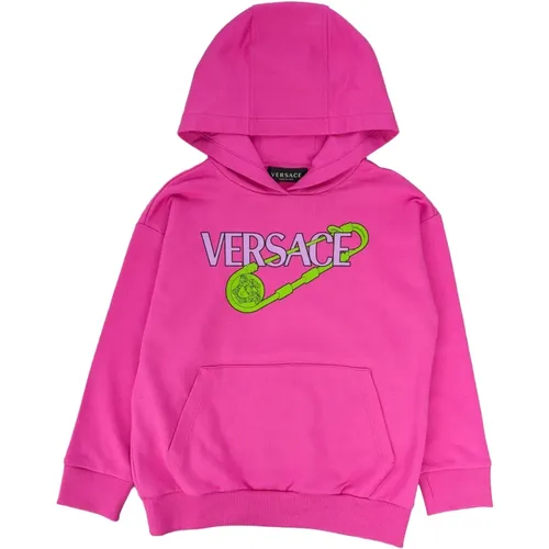 Kinder-Sweatshirt mit Kapuze - Fuchsia - Regular Fit - Versace - Modalova