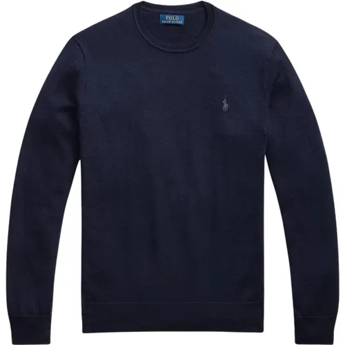 Slim-Fit Waschbarer Woll-Rundhalsausschnitt Pullover , Herren, Größe: XL - Polo Ralph Lauren - Modalova