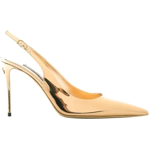 Golden Half Heel Shoes , female, Sizes: 4 1/2 UK, 7 UK - Dolce & Gabbana - Modalova