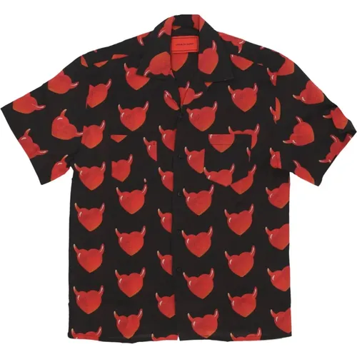 Heart Print Short Sleeve Shirt , male, Sizes: S - Vision OF Super - Modalova