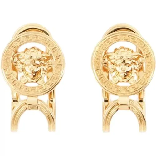 Goldene Metall-Ohrringe für gestochene Ohren , Damen, Größe: ONE Size - Versace - Modalova