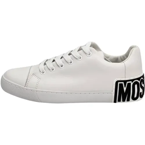Leather Sneakers with Logo Heel , female, Sizes: 6 UK - Moschino - Modalova
