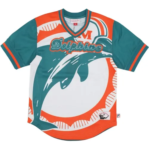 Miami Dolphins Mesh V-Ausschnitt Jacke , Herren, Größe: S - Mitchell & Ness - Modalova