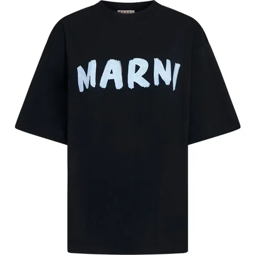 Logo Print Oversized T-shirt , female, Sizes: XS, 2XS - Marni - Modalova