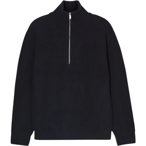 Half Zip Ribbed Sweater , male, Sizes: M, L - closed - Modalova