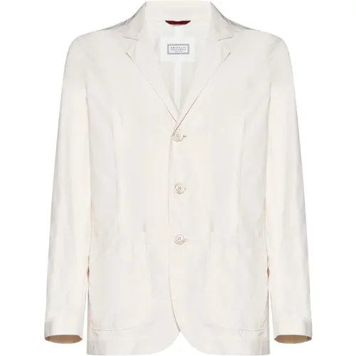 Ivory Water-Resistant Jacket Notched Collar , male, Sizes: M, 2XL, L - BRUNELLO CUCINELLI - Modalova