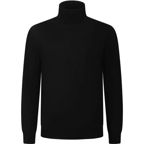 Schwarzer Wollpullover mit hohem Kragen , Herren, Größe: 2XL - Paolo Pecora - Modalova