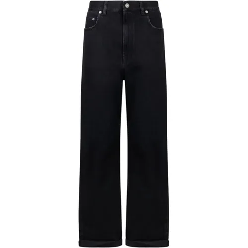 Schwarze Wide Leg Jeans mit Doppeltem Goldstern , Damen, Größe: W25 - Golden Goose - Modalova