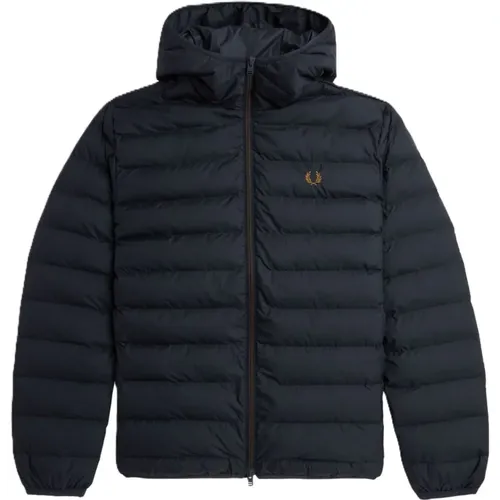 Blaue Isolierte Kapuzenjacke , Herren, Größe: XL - Fred Perry - Modalova