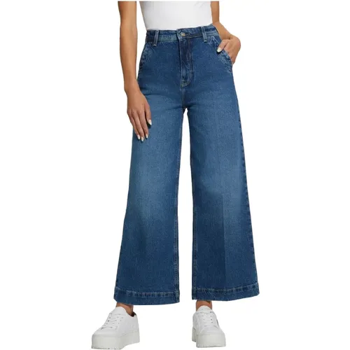 Weit Geschnittene Dunkelblaue Denim Jeans , Damen, Größe: W28 - Guess - Modalova