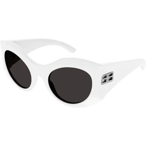 Weiße Sonnenbrille Stilvolle Statement Ss23 , Damen, Größe: 56 MM - Balenciaga - Modalova