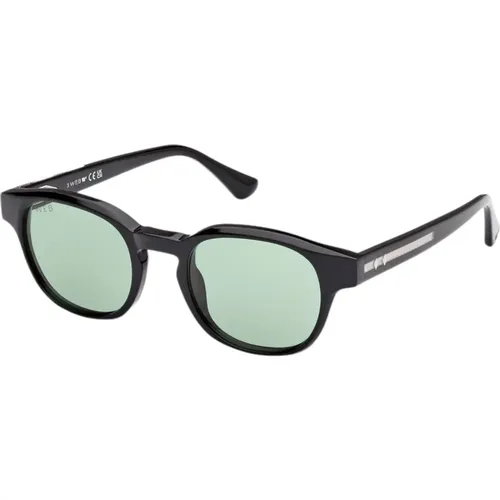 Herren Sonnenbrille Schwarz Grün Rund Glänzend , Herren, Größe: 49 MM - WEB Eyewear - Modalova