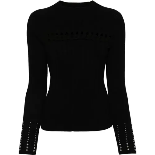 Ribbed Knit Sweater with Studs , female, Sizes: M, L, XL - Liu Jo - Modalova