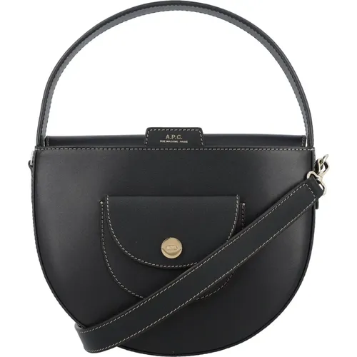 Black Leather Handbag with Adjustable Strap , female, Sizes: ONE SIZE - A.p.c. - Modalova