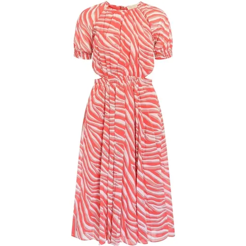 Midi Kleid mit Zebra Print , Damen, Größe: S - Michael Kors - Modalova