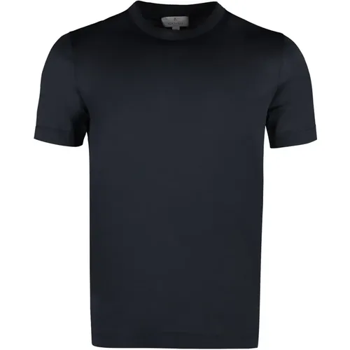 Geripptes Baumwoll-Crew-Neck T-Shirt , Herren, Größe: M - Canali - Modalova