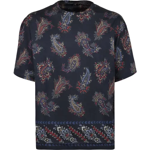 Cotton Crew-Neck T-Shirt with Paisley Motif , male, Sizes: L, S - ETRO - Modalova