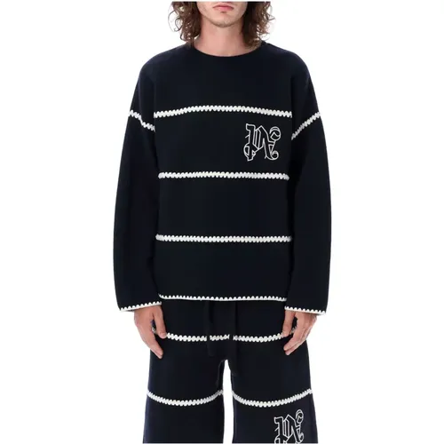 Monogram Stripe Sweater , male, Sizes: L, M - Palm Angels - Modalova