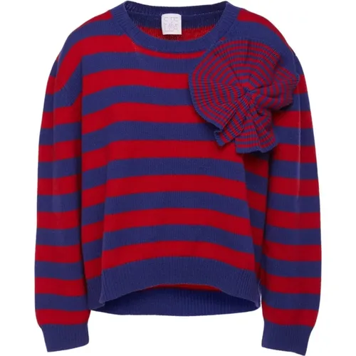 Blue and Red Striped Sweater with Optical Detail , female, Sizes: 2XS, XS - Stella Jean - Modalova