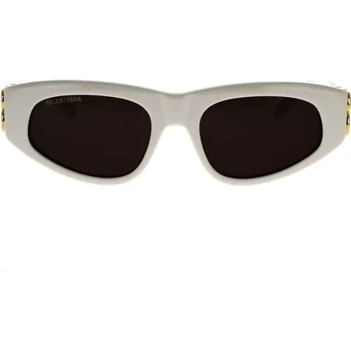 Vintage Oval Sonnenbrille mit Goldenen Logo-Scharnieren , Damen, Größe: 53 MM - Balenciaga - Modalova