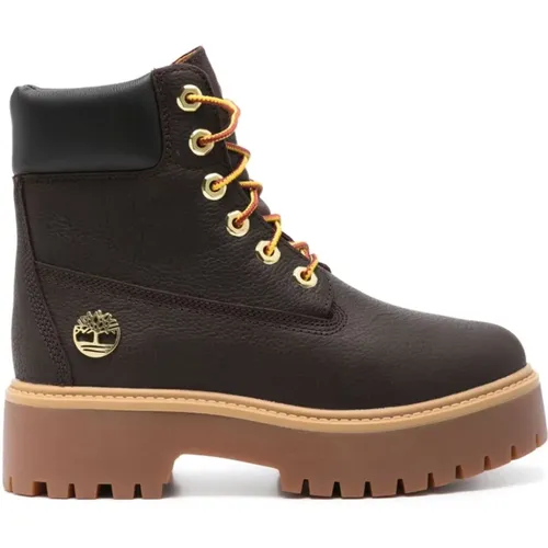 Braune Leder Wasserdichte Schnürstiefel - Timberland - Modalova