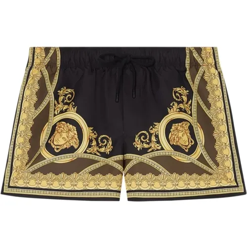 Schwarze Barocco Print Badehose , Herren, Größe: L - Versace - Modalova