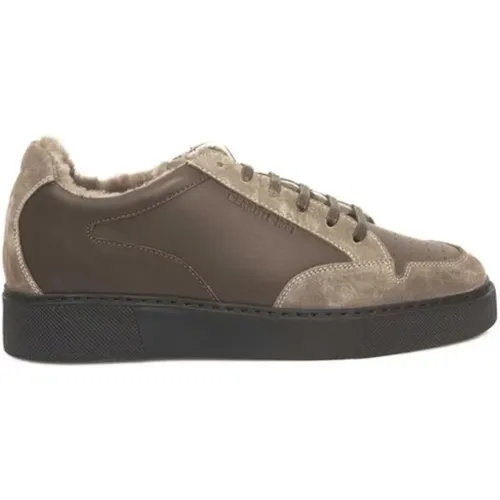 Beige Leder Sneakers mit Seitenlogo , Herren, Größe: 39 EU - Cerruti 1881 - Modalova