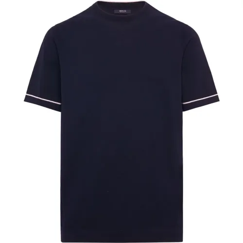 Baumwoll-Crêpe-Strick T-Shirt , Herren, Größe: L - Boggi Milano - Modalova