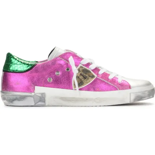 Paris X Metallic Fuchsia Sneaker , Damen, Größe: 41 EU - Philippe Model - Modalova