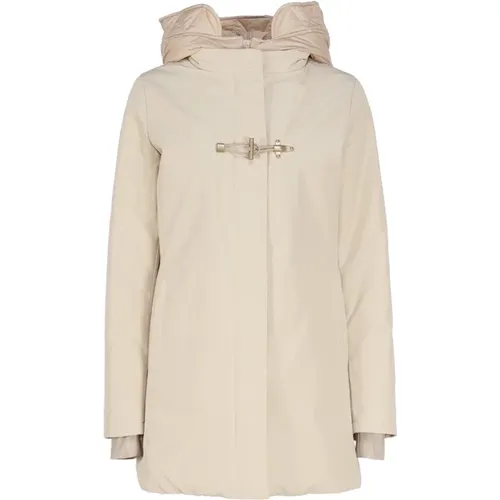 Beige Nylon Jacket with Large Hood , female, Sizes: XS, L - Fay - Modalova