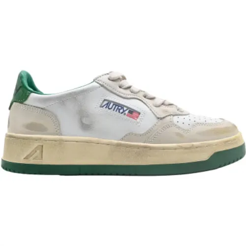 Vintage Low Women's Sneakers White/Green , female, Sizes: 4 UK, 3 UK, 2 UK - Autry - Modalova