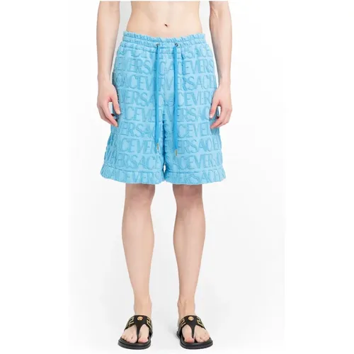 Blaue Jacquard Handtuch Shorts - Runway Stil,Herrenbekleidung Shorts Rosa Aw23 - Versace - Modalova